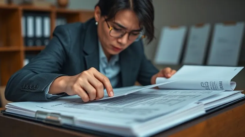 A photorealistic, professional photography, 8K, cinematic lighting, sharp focus, depth of field, shot on a high-end DSLR, of a person meticulously organizing legal documents in labeled folders, with a serene and confident expression, symbolizing proactive legal preparation.