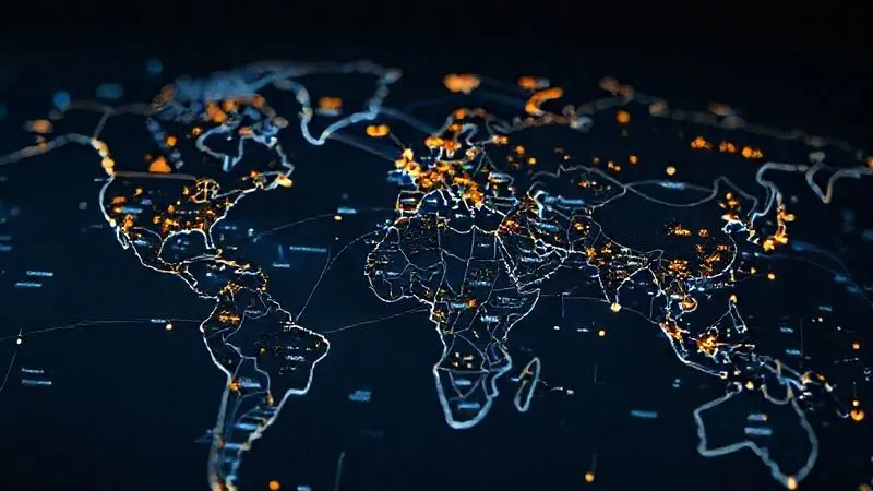 photorealistic, professional photography, 8K, cinematic lighting, sharp focus, depth of field, shot on a high-end DSLR, a detailed world map with glowing lines connecting various major financial hubs, overlaid with subtle legal symbols like gavels and scales, illustrating the interconnectedness of international legal systems and asset locations, conveying complexity and global reach.