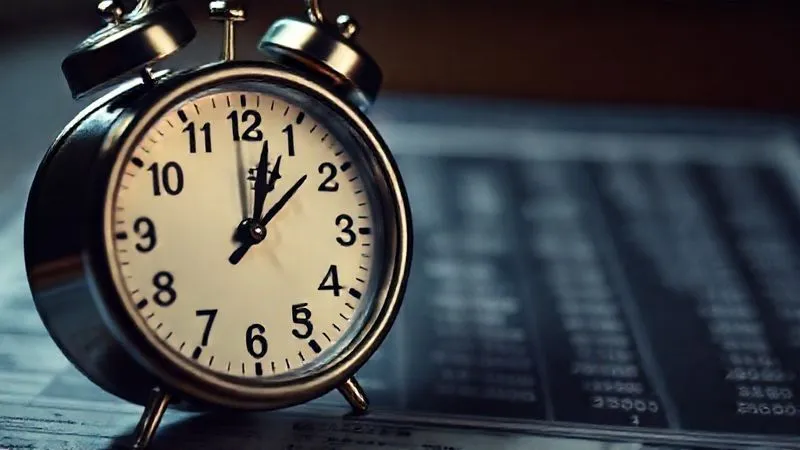 A photorealistic image of a ticking clock with blurred hands, emphasizing the urgency of time in elder asset protection. The background shows a dimly lit, complex financial ledger with numbers, suggesting the weight of financial decisions. Cinematic lighting, sharp focus on the clock, depth of field blurring the ledger, 8K hyper-detailed.