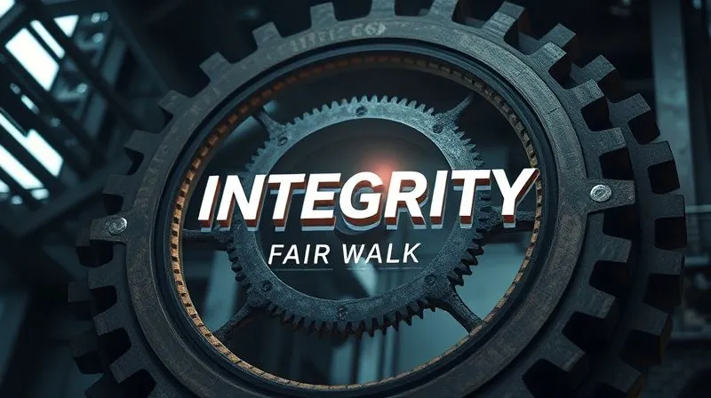 A photorealistic conceptual image depicting a sturdy, multi-layered ethical framework, perhaps represented as interconnected gears or a robust architectural structure, with keywords like 'Integrity,' 'Fair Play,' and 'Transparency' subtly integrated. A guiding light shines from above. Cinematic lighting, sharp focus, depth of field. 8K hyper-detailed, professional photography.