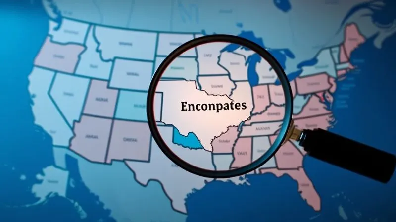 A photorealistic, professional photography image of a detailed map of the United States, with different states subtly highlighted in varying shades to represent differing non-compete enforceability laws. A magnifying glass hovers over a specific state, emphasizing legal detail. Cinematic lighting, sharp focus on the map, depth of field blurring the background. 8K hyper-detailed, shot on a high-end DSLR.