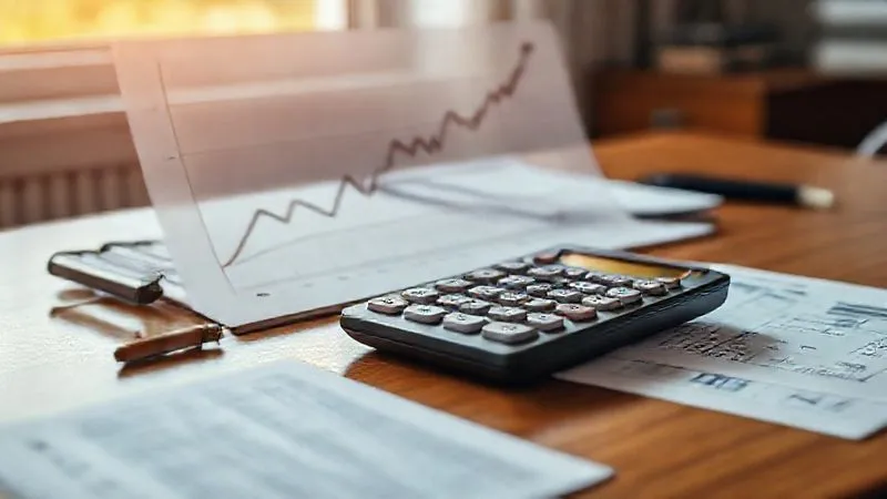 Photorealistic, professional photography, 8K, cinematic lighting, sharp focus, depth of field, shot on a high-end DSLR. A financial graph showing two lines: one steadily rising representing medical cost inflation, and another showing the present value of future expenses. A calculator and actuarial tables are visible on a polished wooden desk, emphasizing complex financial projections and long-term planning.