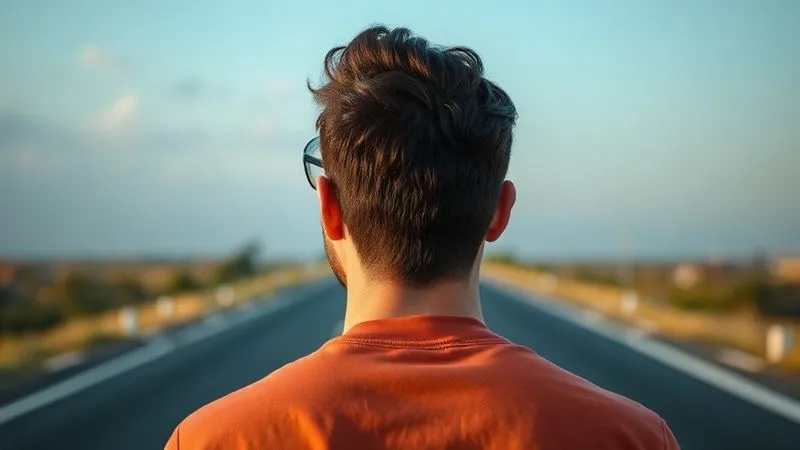 A photorealistic image of a person looking confidently at a clear, open road ahead, symbolizing a fresh financial start after overcoming debt. Professional photography, 8K, cinematic lighting, sharp focus, depth of field.