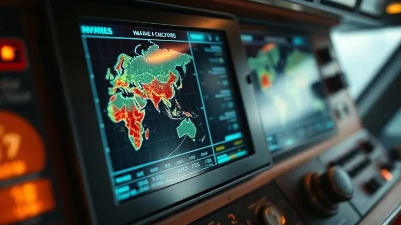 A close-up, photorealistic image of a ship's Voyage Data Recorder (VDR) screen displaying complex navigational data, overlaid with a subtle, shimmering map of a collision incident. The screen glows with analytical precision, surrounded by the worn but robust controls of a bridge console. Cinematic lighting, 8K, sharp focus on the VDR, depth of field blurring the console, shot on a high-end DSLR.