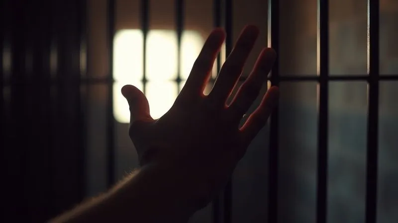 A photorealistic image of a hand reaching through soft, diffused light filtering through prison bars, symbolizing hope and the possibility of compassionate release. The hand is sharp in focus, with the blurred background suggesting a prison cell. The lighting is cinematic, creating a poignant and emotionally resonant scene. Professional photography, 8K, depth of field, shot on a high-end DSLR.