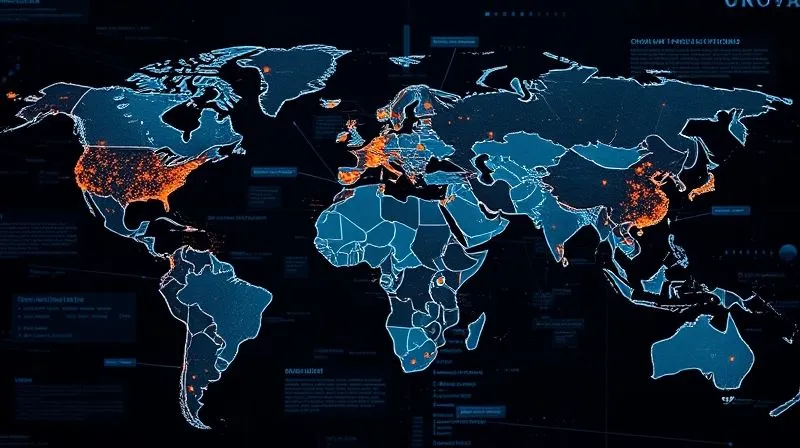 A photorealistic image of data flowing across a complex digital map of the world, with legal documents and regulations overlaid, cinematic lighting highlighting jurisdictional boundaries, 8K hyper-detailed.