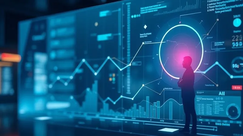 A photorealistic, professional photography, 8K, cinematic lighting, sharp focus, depth of field, shot on a high-end DSLR image depicting a sleek, futuristic interface on a translucent screen. Abstract data points and graphs are flowing, with a subtle, glowing human silhouette observing the data. The scene represents the ethical integration of AI in HR, focusing on fair and objective candidate evaluation, with human oversight. The colors are cool and professional, suggesting precision and innovation.