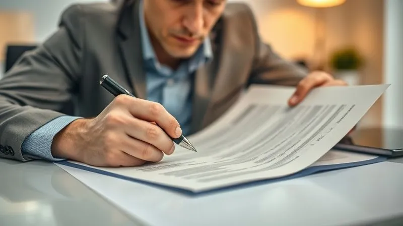 A photorealistic image of a person meticulously reviewing official-looking documents with a serious, focused expression, perhaps using a highlighter or pen. The setting is a clean, professional office desk, with a soft, warm light illuminating the papers. The scene evokes a sense of careful compliance and rectification. Professional photography, 8K, cinematic lighting, sharp focus, depth of field, shot on a high-end DSLR.
