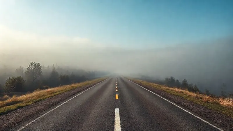 A photorealistic image of a clear, paved road stretching into the distance through a previously dense, fog-covered landscape, symbolizing a path forward after overcoming obstacles. Professional photography, 8K, cinematic lighting, sharp focus on the road, depth of field, shot on a high-end DSLR, conveying resolution and progress.