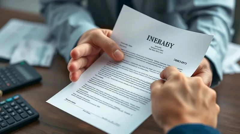 photorealistic, professional photography, 8K, cinematic lighting, sharp focus, depth of field, shot on a high-end DSLR, a close-up of an individual's hands, slightly trembling, holding an official IRS letter and Form 6672, with a blurred calculator and scattered business receipts on a desk in the background, conveying anxiety and the weight of financial burden.