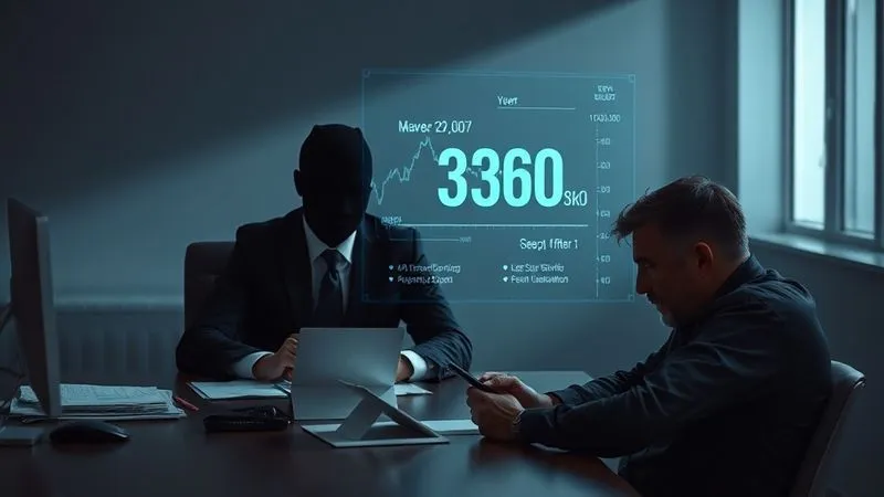 Photorealistic, professional photography, 8K, cinematic lighting, sharp focus, depth of field, shot on a high-end DSLR. A shadowy figure of an insurance adjuster behind a desk, subtly manipulating a complex financial algorithm displayed on a translucent screen, while a frustrated claimant sits opposite, looking at a meager offer letter. The scene highlights the hidden mechanics behind low offers.