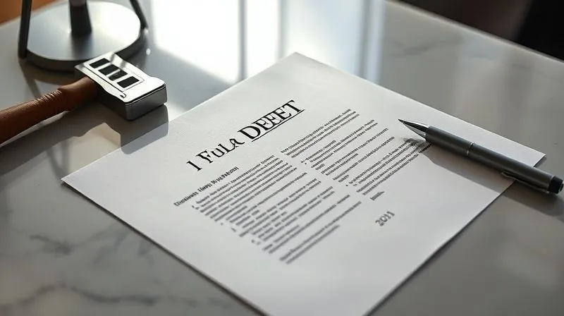 photorealistic, professional photography, 8K, cinematic lighting, sharp focus, depth of field, shot on a high-end DSLR, a modern, pristine deed with crisp, clear text and a visible seal, resting on a polished desk next to a contemporary surveying tool and a pen, bathed in bright, optimistic light, symbolizing clarity and future security.