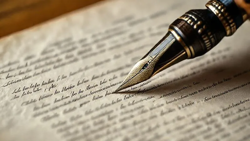 photorealistic, professional photography, 8K, cinematic lighting, sharp focus, depth of field, shot on a high-end DSLR. A close-up of a vintage quill pen writing meticulously on aged parchment, with complex legal terminology faintly visible, symbolizing the precise and careful art of legislative drafting.