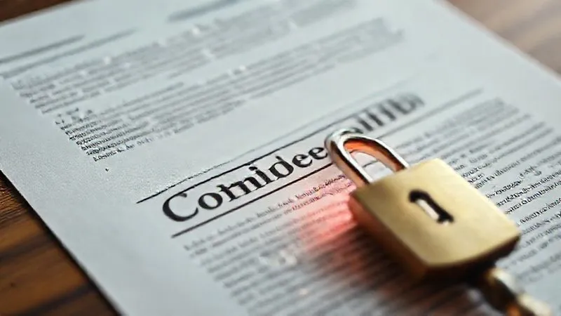 A photorealistic image of a legal document overlayed with subtle digital security icons like a padlock and a shield, representing data protection principles. The document has intricate legal text, and a soft, warm light illuminates the 'confidential' stamp. Professional photography, 8K, cinematic lighting, sharp focus, depth of field, shot on a high-end DSLR, evoking trust and meticulousness.