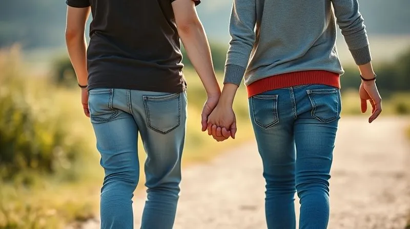 A photorealistic image of a parent and child holding hands, walking confidently into a bright, hopeful future, with a blurred, positive outdoor landscape in the background. Professional photography, 8K, cinematic lighting, sharp focus on their hands and faces, depth of field, shot on a high-end DSLR, conveying resilience, hope, and an unbreakable bond after overcoming adversity.
