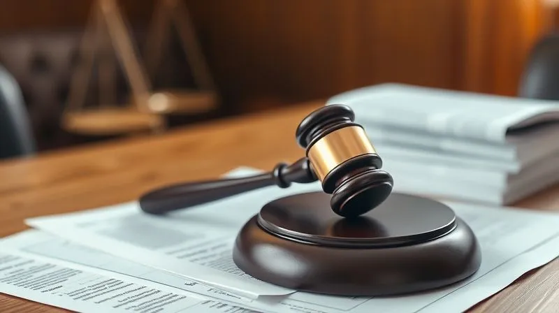 A photorealistic, professional photography, 8K, cinematic lighting, sharp focus, depth of field, shot on a high-end DSLR of a judge's gavel resting on a stack of legal papers in a contemporary courtroom setting, with soft, directional light highlighting the intricate details of the gavel, symbolizing judicial authority and the finality of legal decisions.