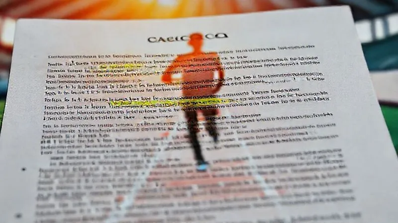 photorealistic, professional photography, 8K, cinematic lighting, sharp focus, depth of field, shot on a high-end DSLR, a detailed, complex legal document titled 'WADA Code' with highlighted sections, overlaying a blurred image of an athlete's silhouette on a track, symbolizing the legal framework governing their career.