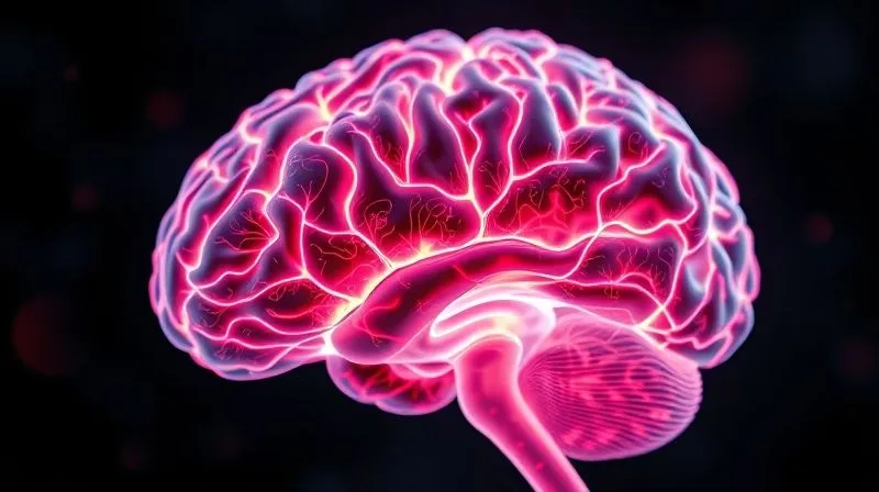 A photorealistic, professional photography, 8K image showing a a 3D rendering of a human brain with brightly colored, intricate white matter tracts illuminated against a darker, transparent brain structure. Cinematic lighting, sharp focus on the detailed neural pathways, depth of field blurring the background, emphasizing the complex wiring of the brain and highlighting areas of subtle damage.