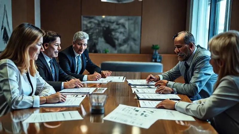 photorealistic, professional photography, 8K, cinematic lighting, sharp focus, depth of field, shot on a high-end DSLR, a legal team collaborating around a large table, reviewing complex environmental regulations and audit reports, with focused expressions, a sense of strategic planning.