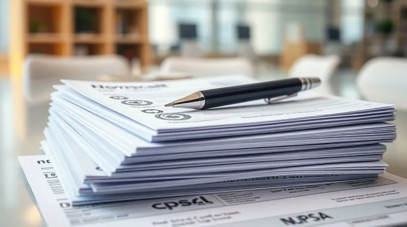 Photorealistic, professional photography, 8K, cinematic lighting, sharp focus, depth of field, shot on a high-end DSLR. A stack of diverse regulatory documents with official government seals (e.g., CPSC, FDA, NHTSA logos subtly visible), with a single pen poised over a form, illustrating the bureaucratic precision required for recall notifications. The background is a clean, modern office, emphasizing professional compliance.