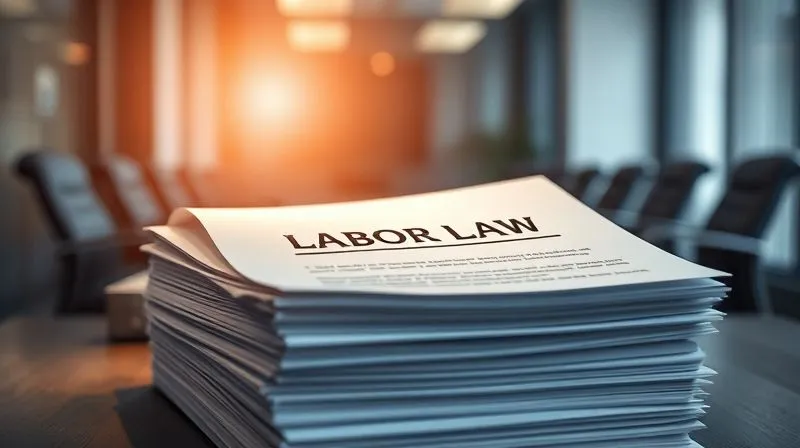 A photorealistic image of a legal brief or a stack of legal documents related to labor law, with a strong, focused beam of light illuminating a specific section, symbolizing clarity and precision in legal response. A subtle, out-of-focus background of a corporate boardroom suggests strategic decision-making. 8K, cinematic lighting, sharp focus, depth of field, shot on a high-end DSLR.