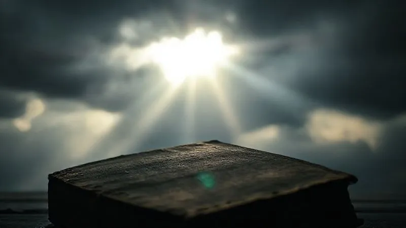 A photorealistic, professional photography, 8K, cinematic lighting, sharp focus, depth of field, shot on a high-end DSLR, of a single ray of sunlight breaking through dark, heavy storm clouds, illuminating a path forward. The foreground shows a worn, old legal book or document, symbolizing a glimmer of hope or a final legal recourse against overwhelming odds. The mood is one of perseverance and a last chance.