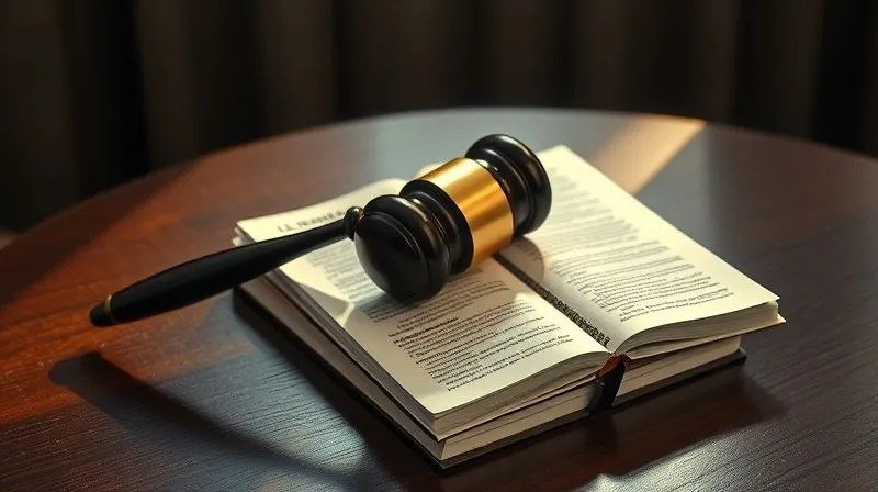 A photorealistic, professional photography shot of a federal judge's gavel resting atop a stack of U.S. Sentencing Guidelines manuals, open to a complex page, on a polished dark wood table. A subtle beam of light highlights the intricate text, conveying the weight and complexity of legal decisions. 8K, cinematic lighting, sharp focus on the gavel and guidelines, depth of field blurring the background, shot on a high-end DSLR.