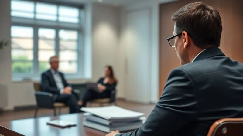 Photorealistic, professional photography, 8K, cinematic lighting, sharp focus on a person (applicant) sitting attentively in a well-lit, professional interview room, facing an unseen interviewer, with a stack of organized documents on the table, conveying a sense of readiness, honesty, and calm determination during a crucial immigration interview, depth of field blurring the background, shot on a high-end DSLR.