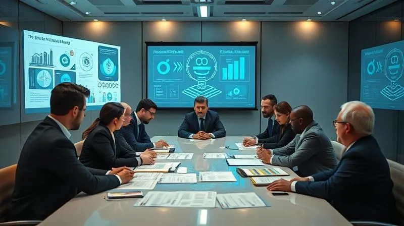 A photorealistic, professional photography, 8K, cinematic lighting, sharp focus, depth of field, shot on a high-end DSLR of a diverse team of legal and policy experts in a modern, well-lit conference room, intensely reviewing documents and discussing strategies around a large table, with digital projections on a wall displaying complex charts and legal texts, conveying collaborative problem-solving and strategic planning.
