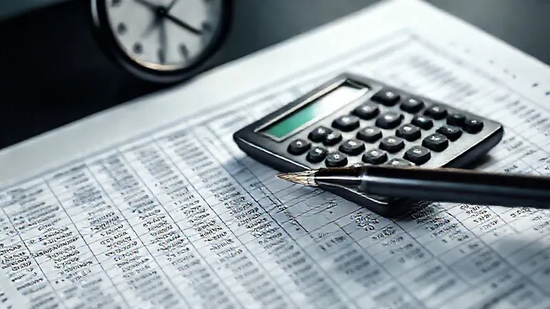 A photorealistic, professional photography, 8K image depicting a complex financial ledger or spreadsheet, with a calculator and a pen precisely pointing to a specific calculation. The lighting is sharp and focused on the intricate numbers and formulas, suggesting careful, exact planning. Depth of field blurs a background of a clock, emphasizing the time-sensitive nature of crisis planning. The mood is one of intense focus and strategic problem-solving.
