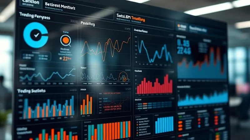 A photorealistic, professional photography, 8K, cinematic lighting, sharp focus, depth of field, shot on a high-end DSLR. Image depicts a sophisticated digital dashboard displaying real-time media monitoring metrics, including sentiment analysis graphs, trending keywords, and news headlines, with a blurred corporate office in the background.
