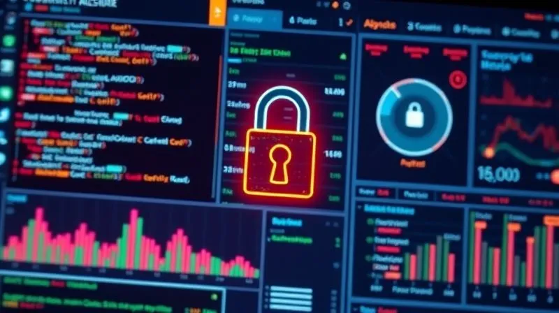 A photorealistic, professional photography, 8K, cinematic lighting, sharp focus, depth of field, shot on a high-end DSLR image showing a complex digital interface with glowing lines of code and security icons, overlaid with a padlock symbol. On a screen, a data loss prevention (DLP) dashboard displays real-time alerts and encrypted data flows, emphasizing granular control and monitoring.