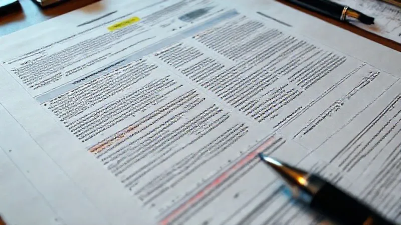 A photorealistic, high-angle shot of a complex legal document, with various sections highlighted and annotated with different colored markers, representing the meticulous analysis of the Arlington Heights factors. Cinematic lighting, sharp focus on the document's details, depth of field blurring the surrounding desk. 8K hyper-detailed, shot on a high-end DSLR.