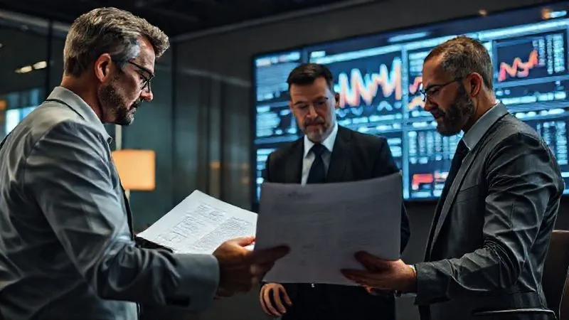A photorealistic image of a legal team intently reviewing a complex legal brief, with charts and graphs on a large screen in the background illustrating product failure points and injury timelines. The mood is determined and focused, with cinematic lighting highlighting their collaborative efforts, sharp focus on the documents, depth of field blurring the background office, 8K hyper-detailed, professional photography, shot on a high-end DSLR.