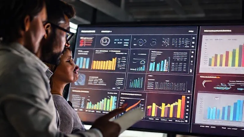 Photorealistic, professional photography, 8K, cinematic lighting, sharp focus, depth of field, shot on a high-end DSLR. A close-up of a diverse HR team quickly reviewing a complex digital dashboard displaying pay equity metrics with various charts and graphs, highlighting disparities, against a backdrop of glowing screens in a modern office. The mood is urgent and focused.