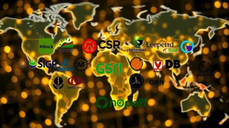 A complex, interwoven infographic of different global ESG reporting logos (e.g., CSRD, SEC, ISSB, GRI, TCFD), some overlapping, others diverging, against a backdrop of a glowing, interconnected world map. The image should be photorealistic, professional photography, 8K, cinematic lighting, sharp focus, depth of field, shot on a high-end DSLR, conveying both complexity and potential for integration.