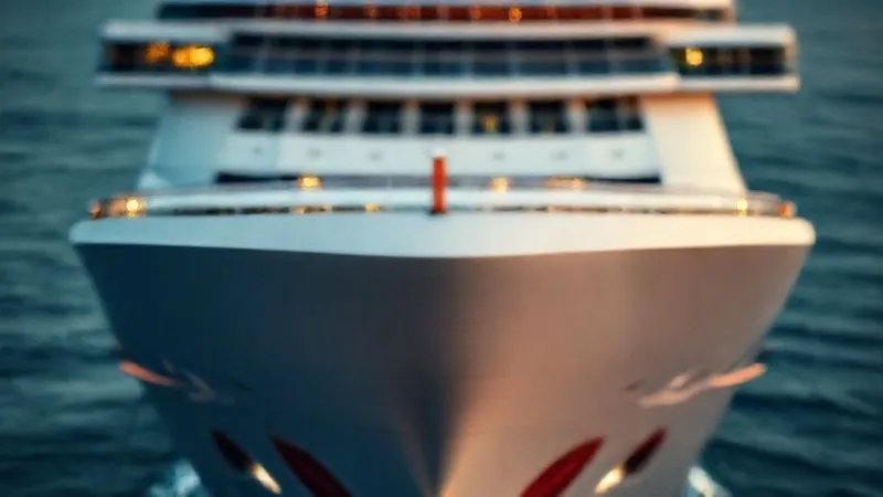 Photorealistic, professional photography, 8K, cinematic lighting, sharp focus, depth of field, shot on a high-end DSLR. A detailed close-up of a cruise ship's bow, with a subtle, shimmering legal document overlaid, symbolizing the immediate threat of a maritime lien. The ship's name is blurred, focusing on the legal overlay. The scene should convey urgency and the intricate nature of maritime law.