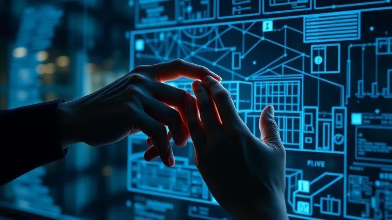 A photorealistic, professional photography, 8K, cinematic lighting, sharp focus, depth of field. A high-tech digital interface displaying complex data visualizations related to cybersecurity threats, overlaid with a subtle blueprint of a commercial building. Hands are interacting with a holographic screen, suggesting advanced risk assessment and future-proofing strategies. The mood is forward-thinking and vigilant.