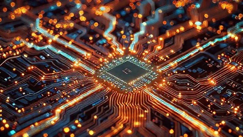 A photorealistic, highly detailed network of glowing circuit boards and data streams converging into a single, robust, interconnected digital structure. The components are diverse but seamlessly integrated, symbolizing interoperability and shared technical standards in AI. Cinematic lighting, sharp focus, 8K hyper-detailed.
