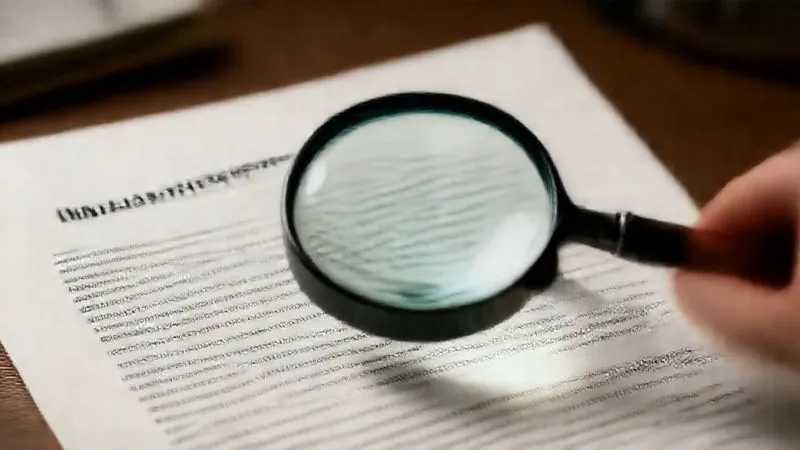 A photorealistic image of a magnifying glass hovering over a complex legal document titled 'Medicaid Estate Recovery Program', with intricate clauses and small text, symbolizing detailed scrutiny. Professional photography, 8K, cinematic lighting, sharp focus on the document, depth of field blurring the background, shot on a high-end DSLR.