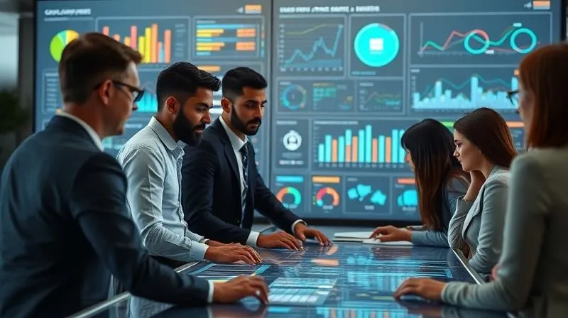 A photorealistic, professional photography image of a diverse team of professionals collaboratively working around a large, interactive digital display showing complex data visualizations and compliance dashboards, with a sense of urgency and focus, 8K, cinematic lighting, sharp focus on the screen and faces, depth of field.