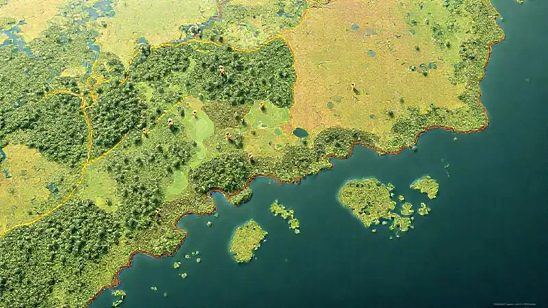 A highly detailed, professional overhead map showing a proposed development site with overlaid, color-coded boundaries for different wetland types (e.g., forested wetland, emergent wetland, open water), clearly indicating areas under federal jurisdiction. The map includes survey markers and a legend. Photorealistic, professional photography, 8K, cinematic lighting, sharp focus, depth of field, shot on a high-end DSLR.