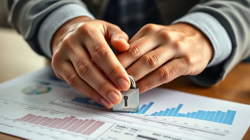 A photorealistic, professional photography, 8K, cinematic lighting, sharp focus, depth of field, shot on a high-end DSLR. Two hands, one older and one younger, gently interlocked over a secure, locked financial ledger. The lighting is warm and reassuring, symbolizing trust, protection, and diligent oversight in financial planning.