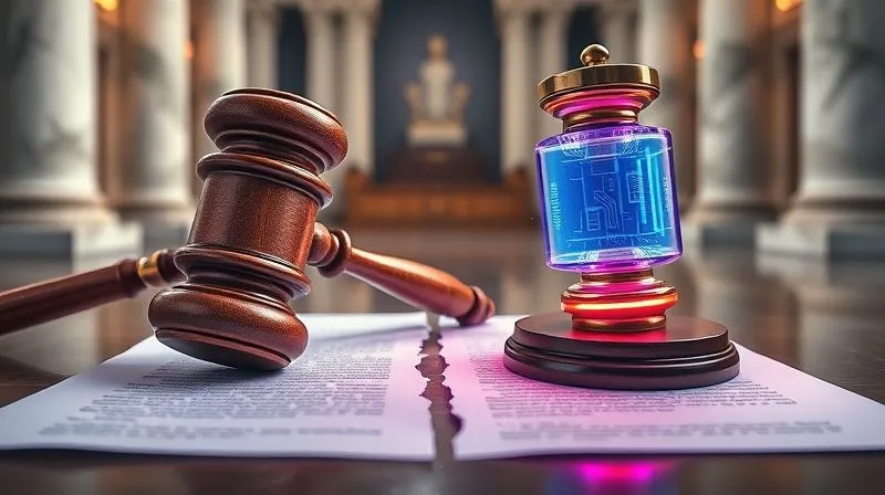 A photorealistic image of two distinct legal gavels, one made of traditional wood and the other glowing with digital light, positioned on a split legal document. The background is a blurred courthouse interior, implying a choice of legal pathways. Cinematic lighting, sharp focus on the gavels, depth of field, 8K hyper-detailed, professional photography, shot on a high-end DSLR. Emotion: decision, judicial process, dual options.