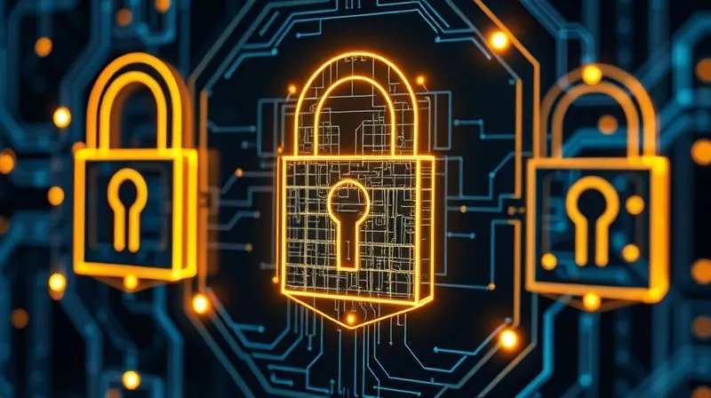 A photorealistic image of a series of interlocking, glowing digital locks and security layers shielding a central, intricate blueprint or data diagram. The environment is clean, futuristic, and highly secure. Cinematic lighting, sharp focus on the security layers, depth of field, 8K hyper-detailed, professional photography, shot on a high-end DSLR. Emotion: impenetrable security, foresight, digital protection.
