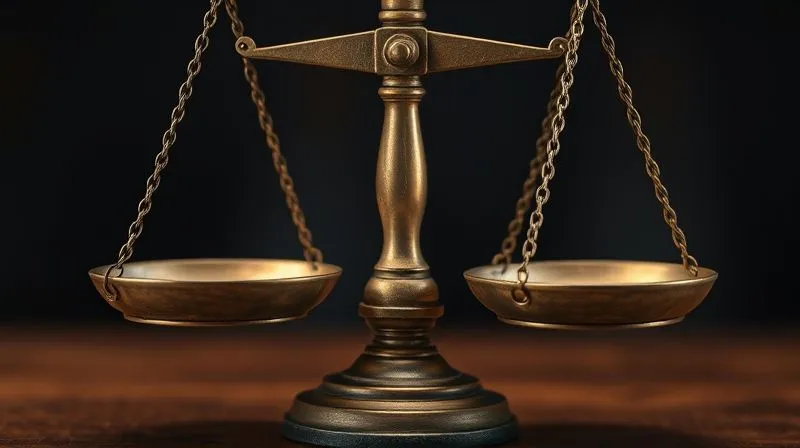 A close-up, photorealistic shot of a pair of antique scales of justice, one side clearly heavier, symbolizing imbalance and bias. The scales are slightly tarnished, reflecting the subtle nature of prejudice, against a dark, judicial backdrop. Cinematic lighting, sharp focus, depth of field, 8K, professional photography, shot on a high-end DSLR.