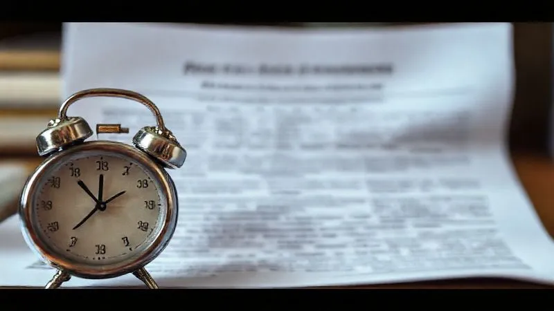 A close-up, photorealistic image of a vintage desk clock ticking rapidly, with a blurred IRS Notice of Deficiency document in the background, emphasizing urgency and a critical deadline. Cinematic lighting, sharp focus on the clock, depth of field. 8K, professional photography, shot on a high-end DSLR.