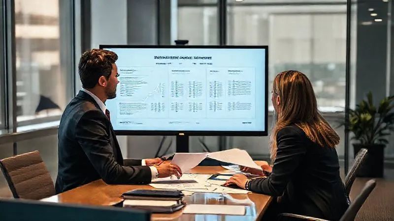 A photorealistic image of a professional legal team collaboratively reviewing immigration documents and timelines on a large monitor, in a modern, well-lit office setting, conveying diligence and expertise, cinematic lighting, sharp focus on the team, depth of field blurring the background, 8K hyper-detailed.