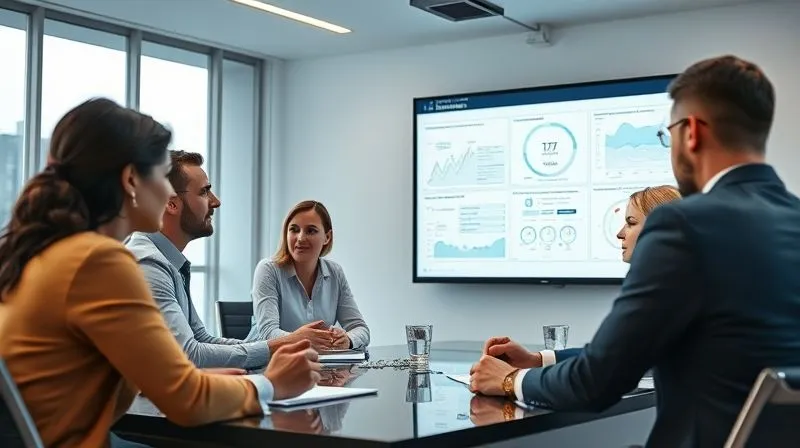 A photorealistic image of a team of diverse professionals in a modern, well-lit conference room, intensely scrutinizing a complex compliance report projected on a screen, with focused expressions. Cinematic lighting, sharp focus on the team and screen, depth of field blurring the background, 8K hyper-detailed, shot on a high-end DSLR.