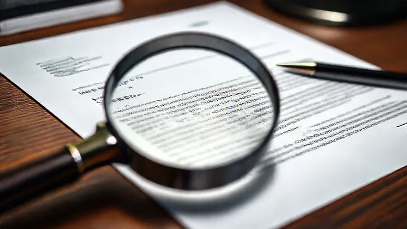 photorealistic, professional photography, 8K, cinematic lighting, sharp focus, depth of field, shot on a high-end DSLR, a close-up of an official USCIS denial letter on a desk, with a magnifying glass hovering over specific highlighted text, a pen nearby, conveying meticulous legal review and analysis in a calm, focused setting.